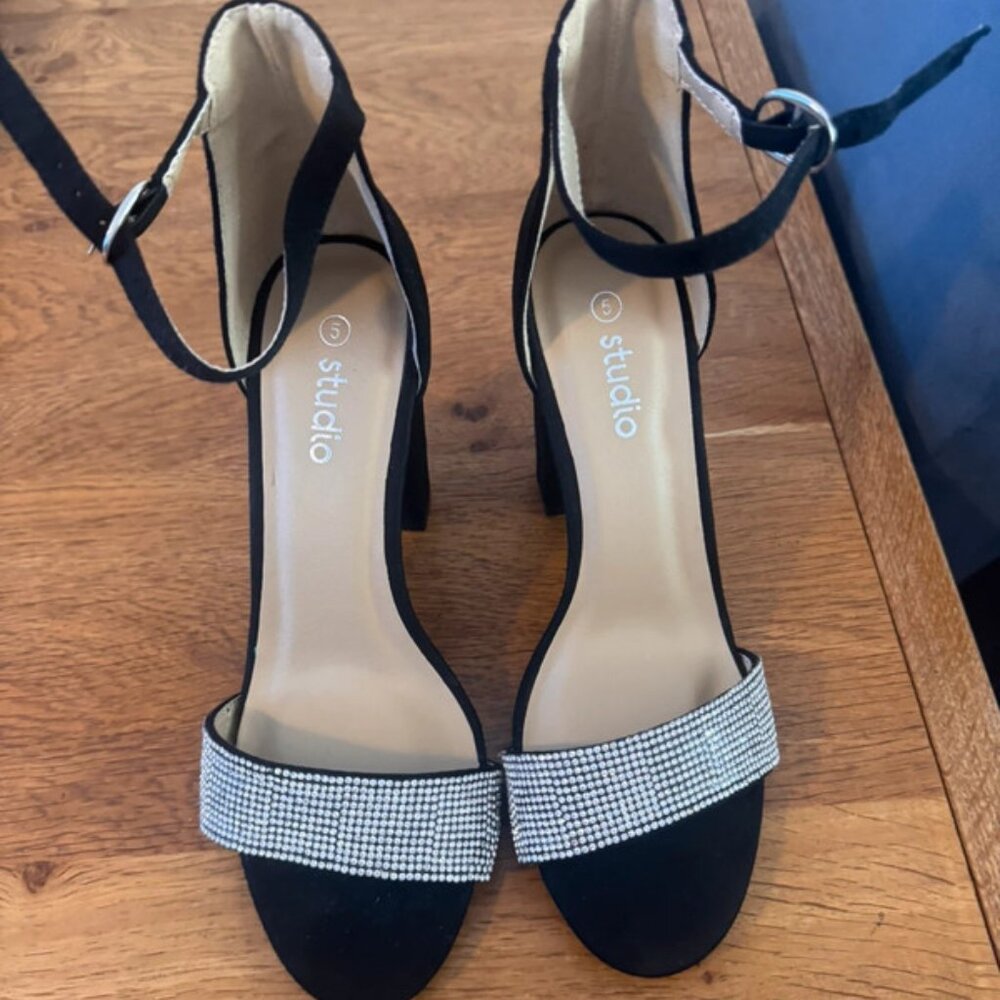 Black ladies block heel sandals